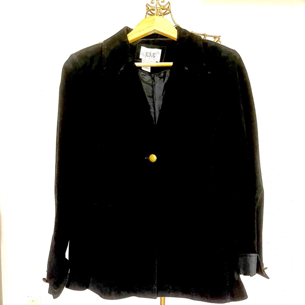 Black genuine suede women jacket Live a Little. Size M